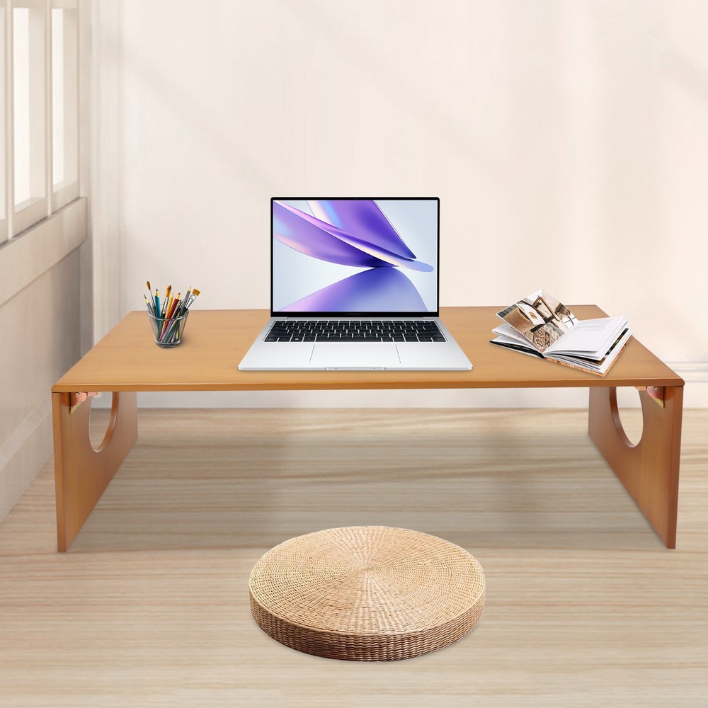 Folding Coffee Table Foldable Low Coffee Table Bamboo Floor Table Desk for Bed