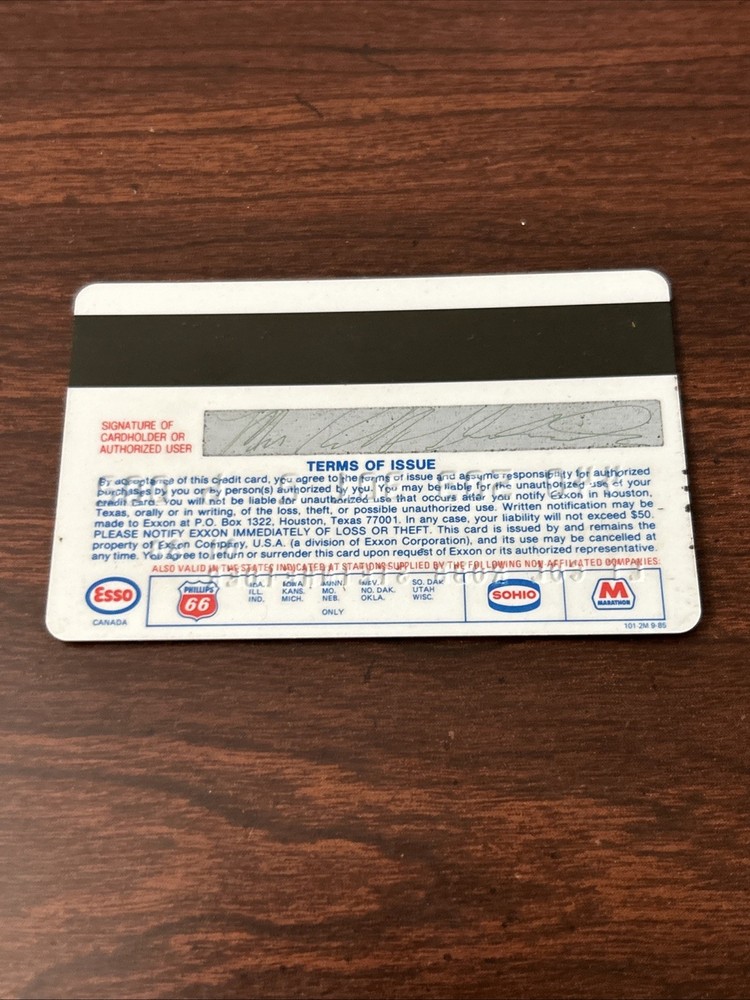 Exxon credit card exp 1988