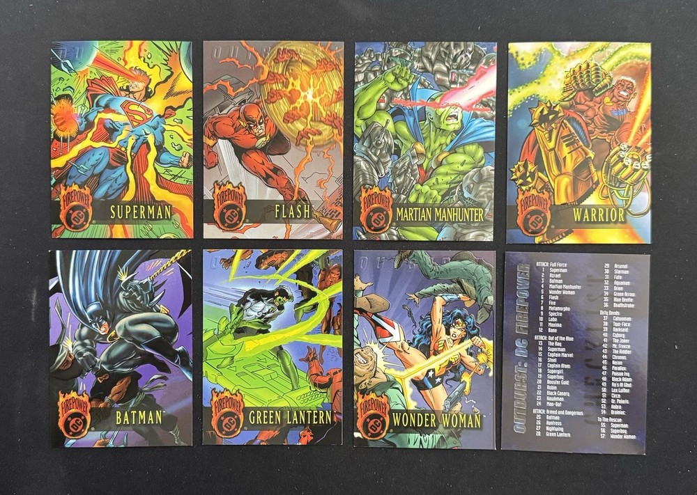 1996 Fleer DC Firepower Outburst Complete Set 1-80 + 1-20 Fire Power Inserts