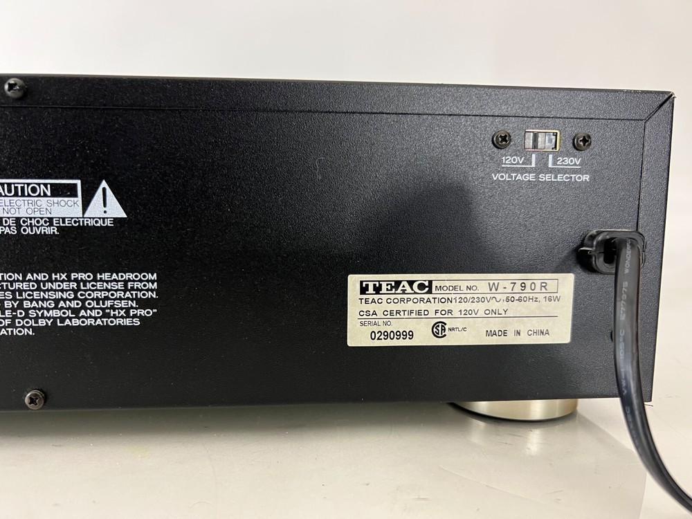 TEAC W-790R Double Cassette Deck Auto Reverse Play Recorder - LEFT DECK ISSUE