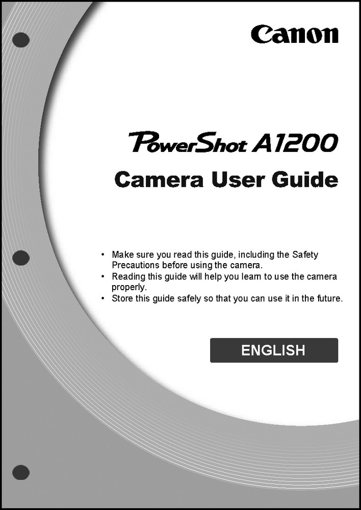 Canon Powershot A1200 Digital Camera User Guide Instruction  Manual
