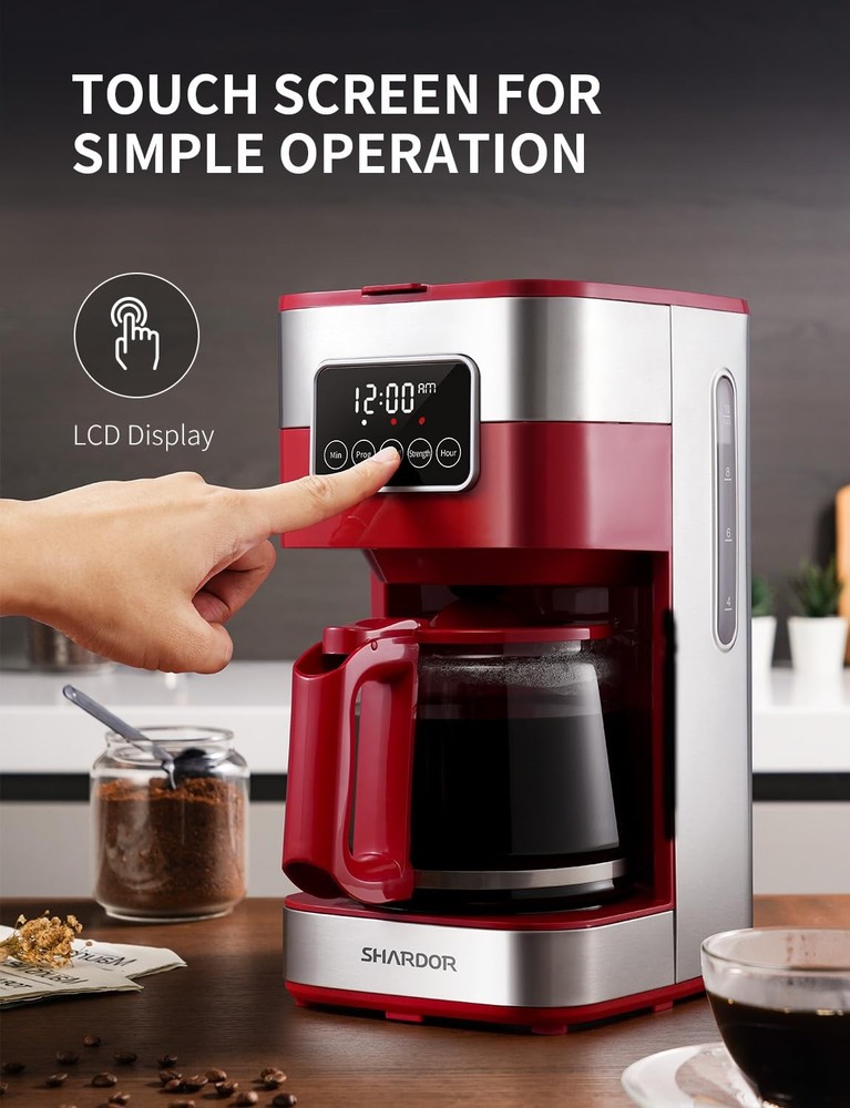 10-Cup Programmable Coffee Maker, Regular & Strong Brew Drip Coffee Machine f...