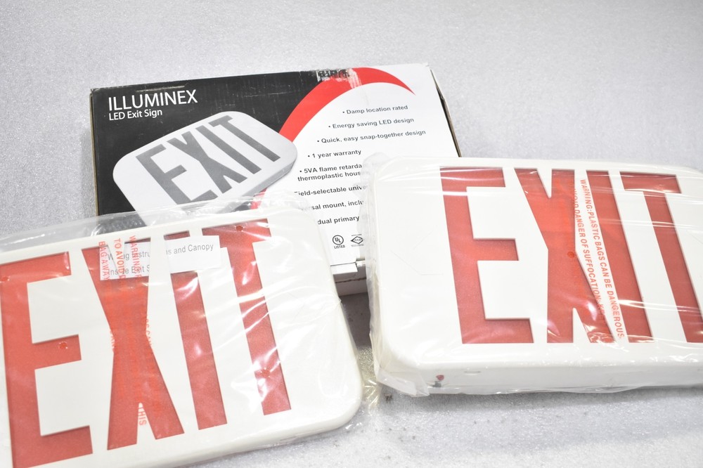 EXITRONIX ILLUMINEX ILX-R-EM-WH LED EXIT SIGN WITH REPLACEMENT COVER