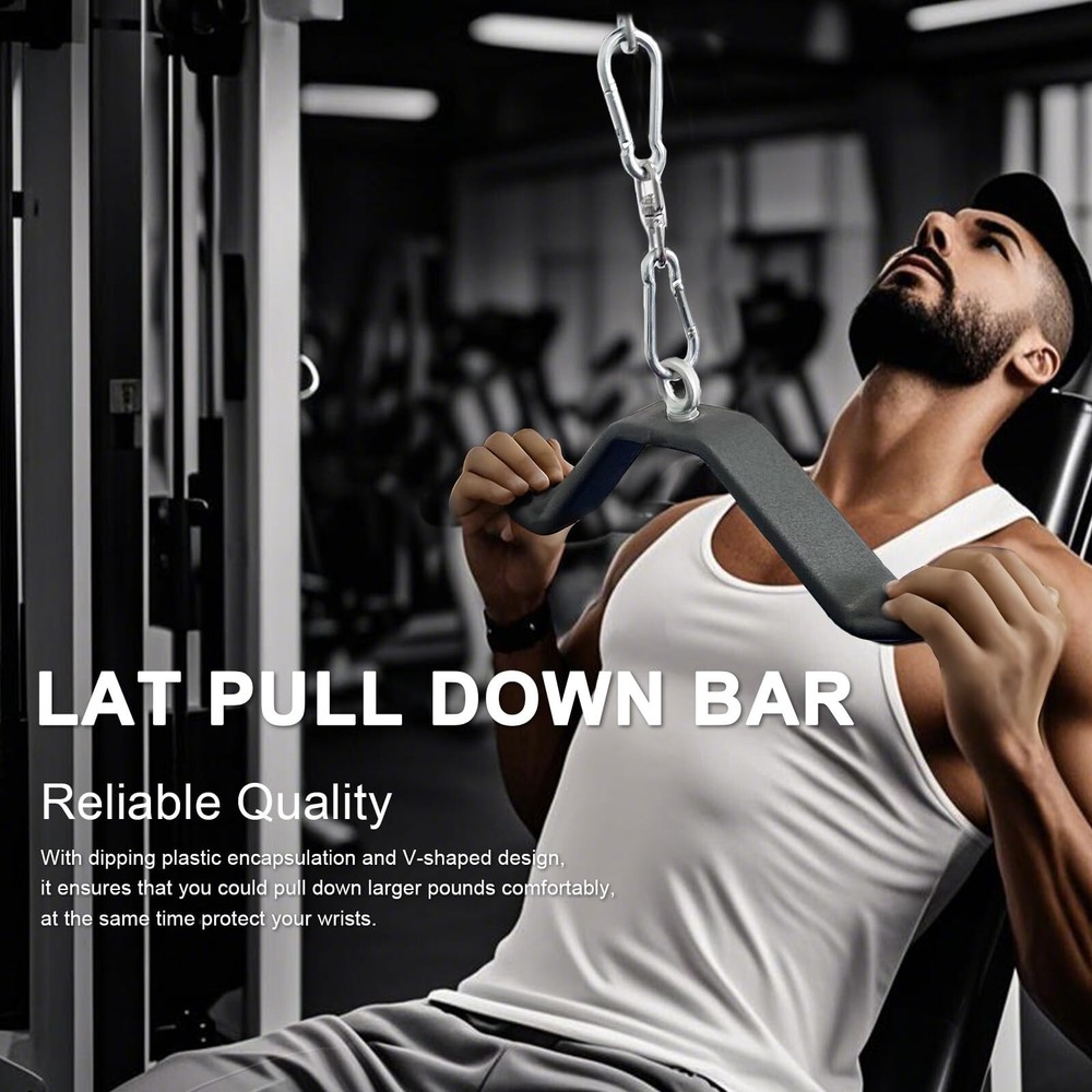 KORIKAHM Cable Machine Attachment Curl LAT Pull Down Bar, LAT Pulldown Tricep...