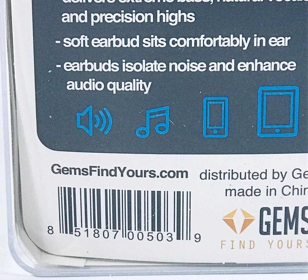 Gems Universal In-Ear Headphones - Black