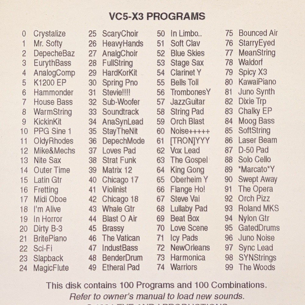 Korg X2, X3, X3R Preload Data Floppy Disk Set