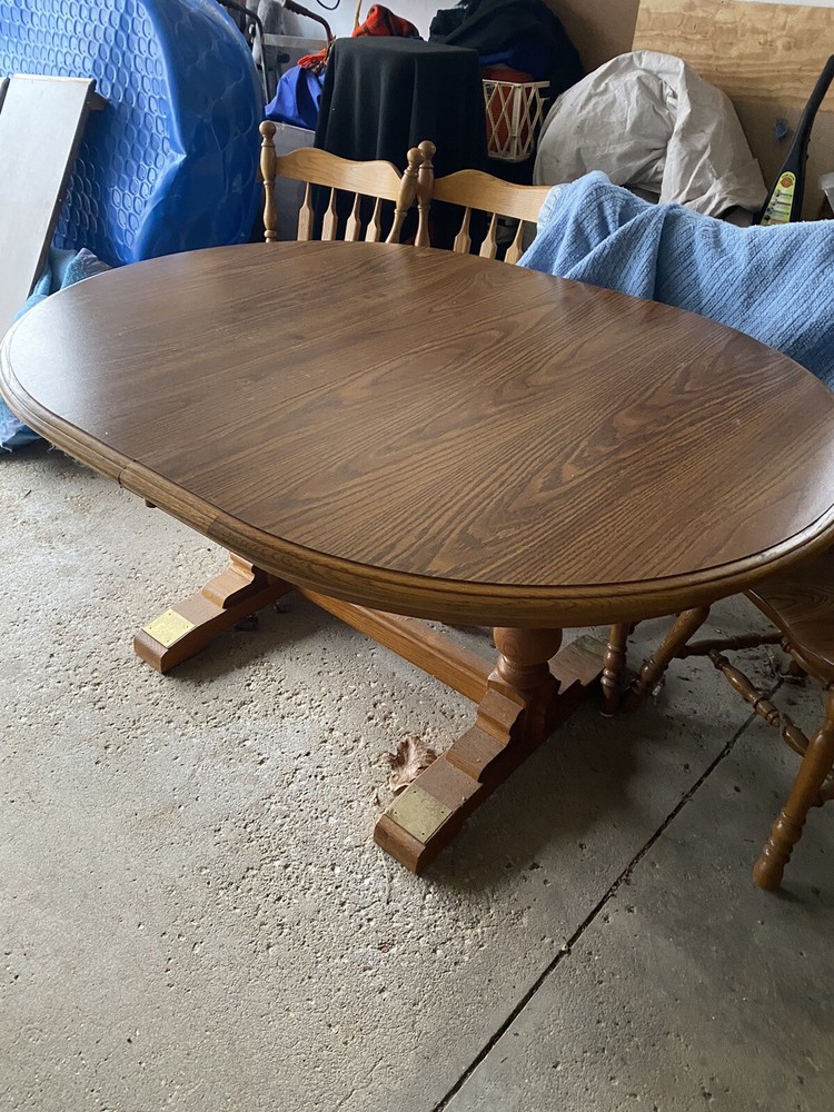 Double Pedestal Dining Room Table With 4 Chairs