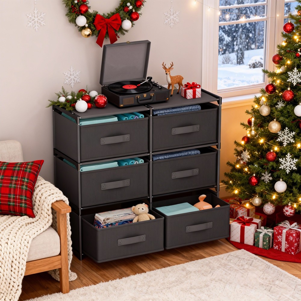 Non-Woven Fabric Multi-Functional Storage Cabinet, Double Row 6-Drawer