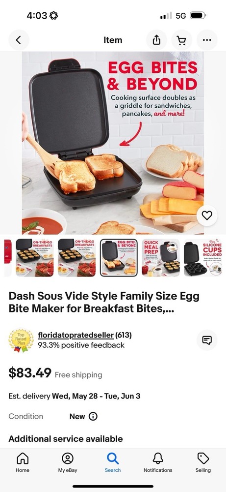 Dash Sous Vide Style Family Size Egg Bite Maker for Breakfast Bites,...
