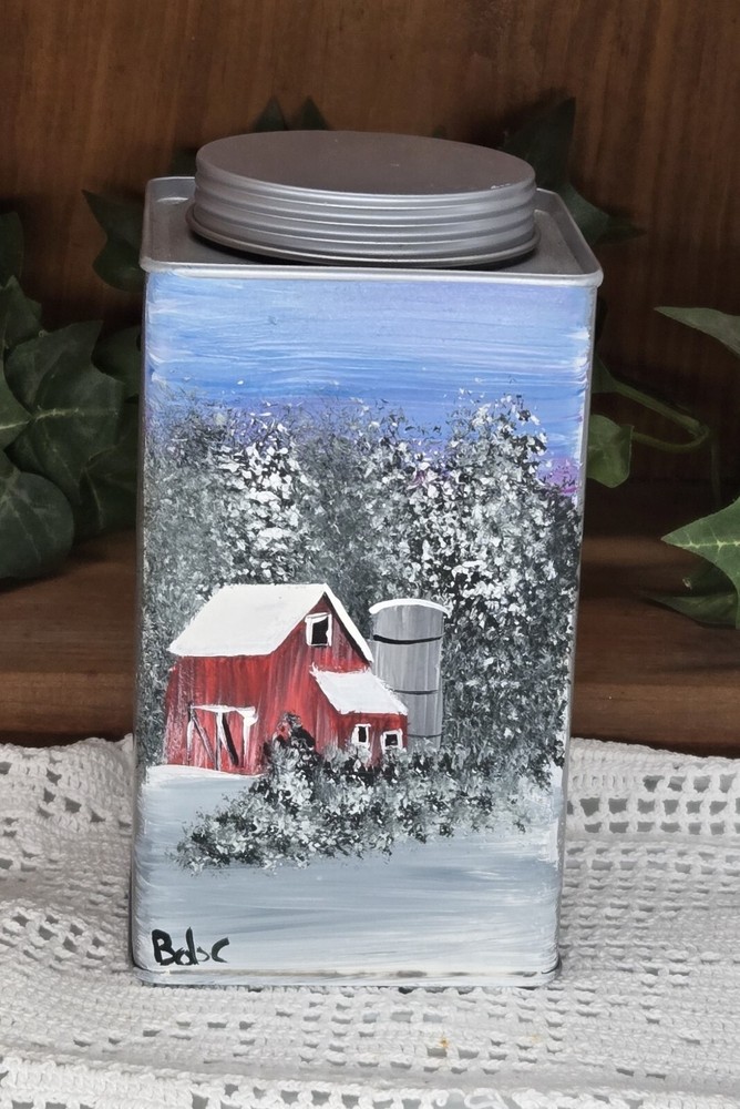 square metal tin (25003) hand painted