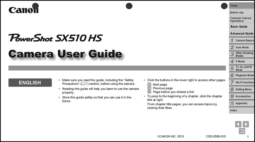 Canon Powershot SX520 HS Digital Camera User Instruction Guide  Manual