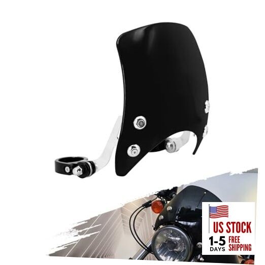 Motorcycle Adjustable Windshield Custom Compact Sport Black Windshield