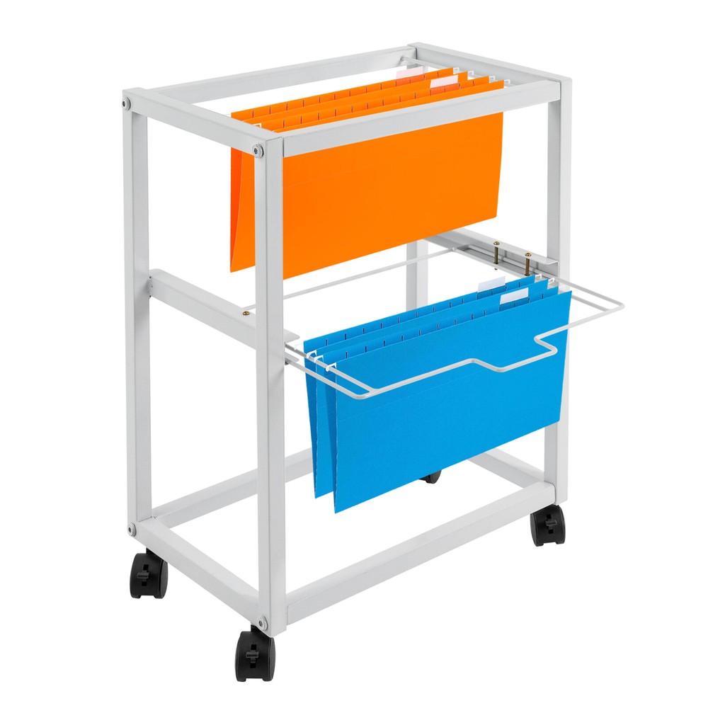 Pull-out Movable File Carts Rolling Folder Carts 2 Tiers Hanging Files W/ Wheels