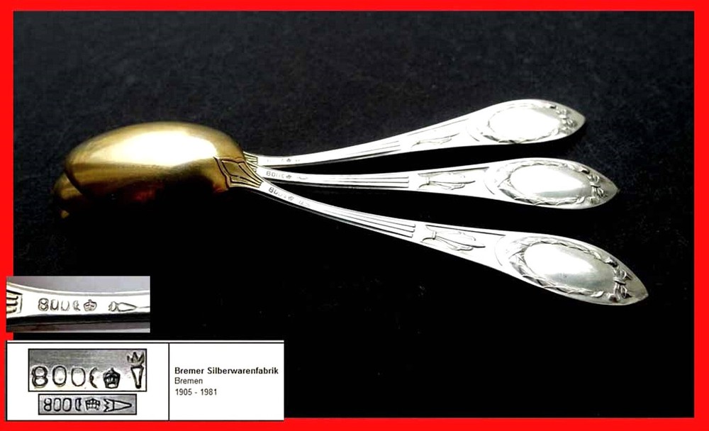 1. 3. Empire Spoon, Bremer Silverware Factory, 800 Silver E362