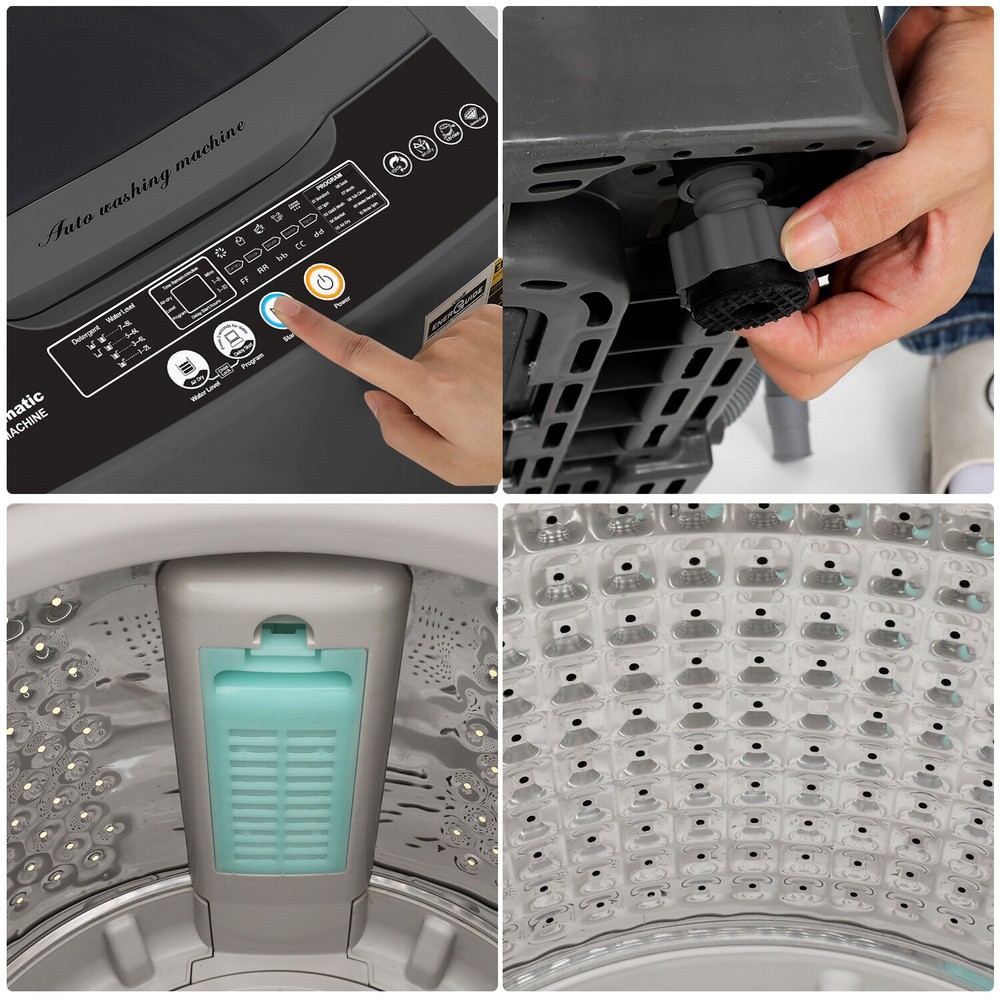 Portable Compact Laundry Washer Full-Automatic LED Display 17.8/13.5lbs Compact