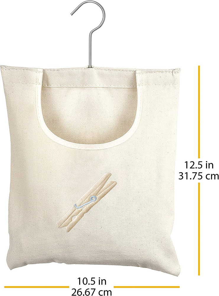Whitmor Canvas Clothespin Bag Hanging Storage Organizer