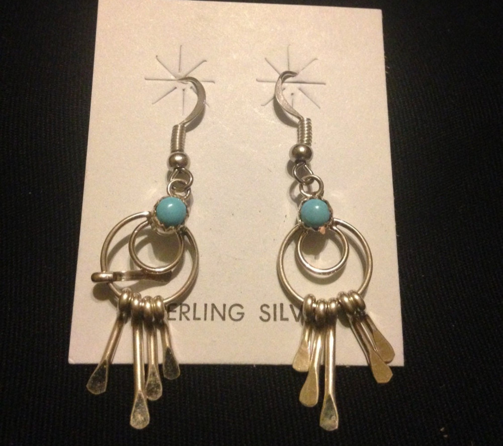 Sterling Silver and Turquoise Dangle Drop Earrings