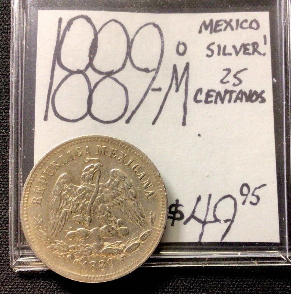 1889 M Mexico Silver! 25 Centavos! ENN Coins
