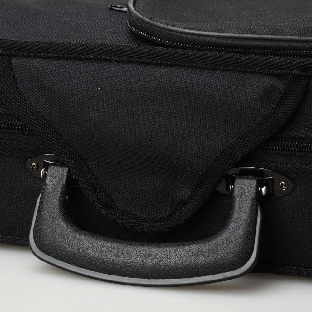 Top Durable Cloth Fluff Triangle Shape Case Beige Lining for 4/4 Violin Black