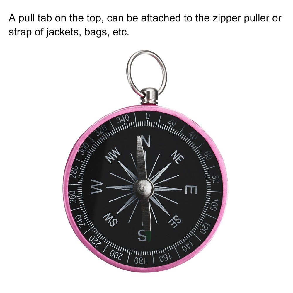 Pocket Compass Outdoors Navigation Compass with Key Ring Pink