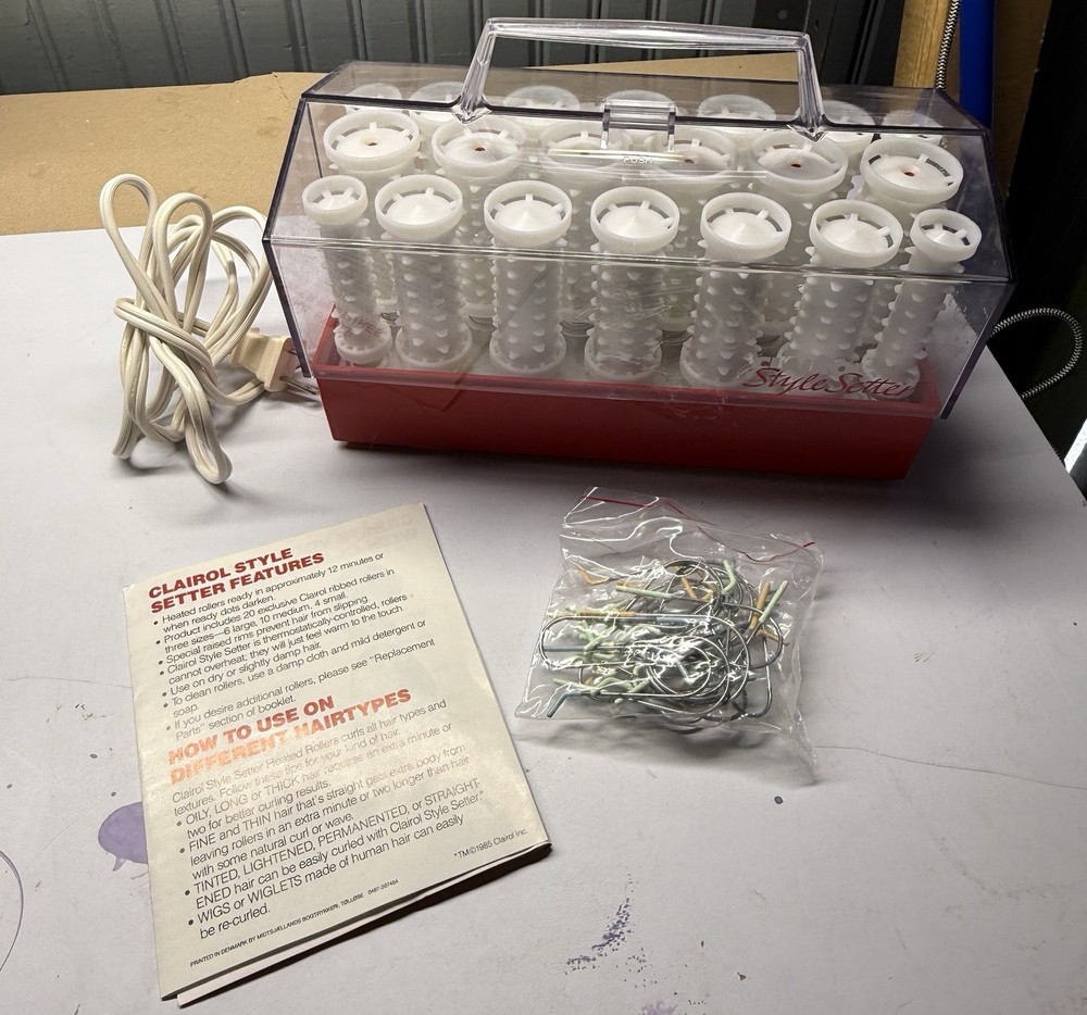 Clairol Style Setter Model C-20R Heated Rollers With 20 Rollers & Original Box