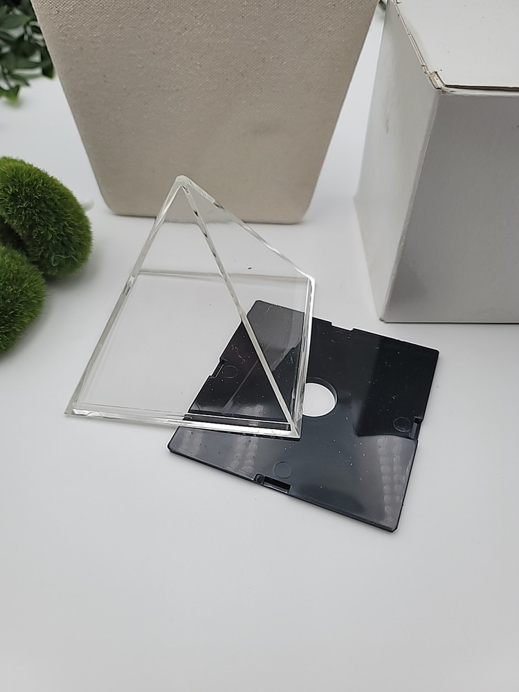 NIB Clear Acrylic 3.5" Pyramid Display Case Easy Open Base