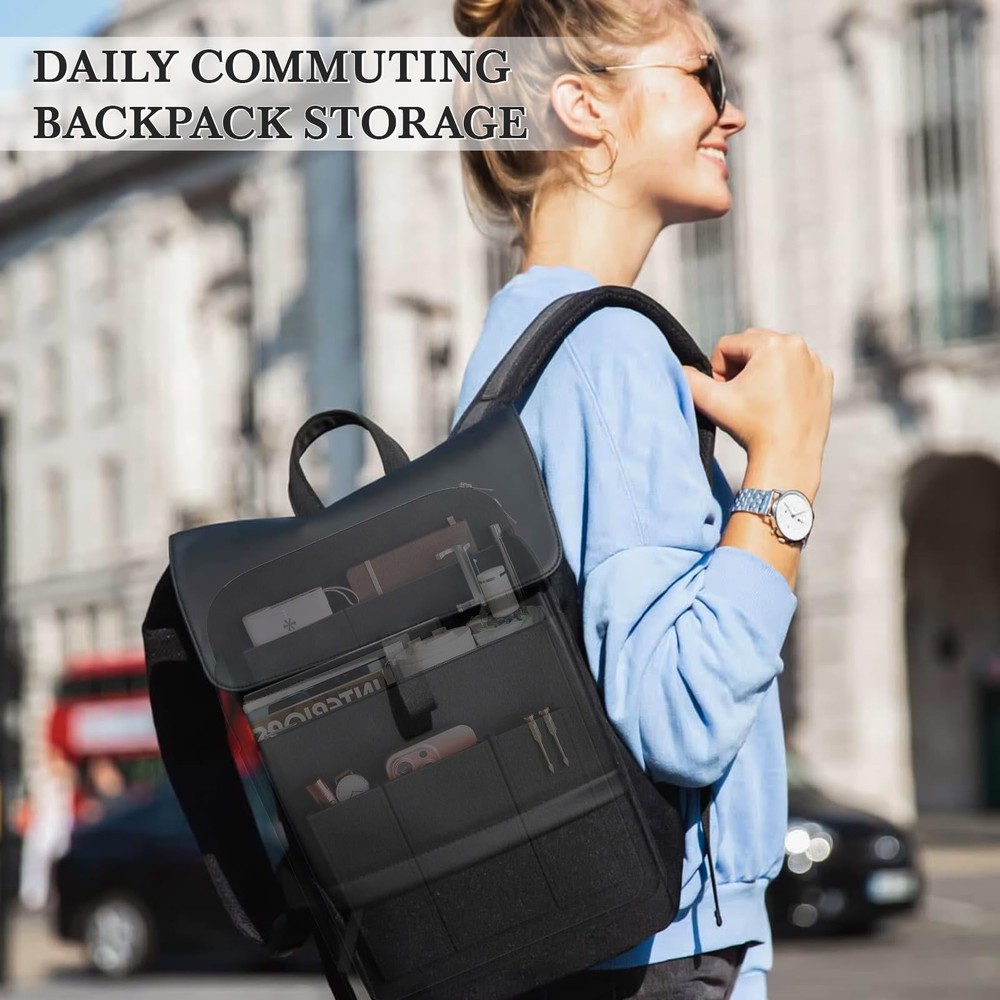 APSOONSELL Backpack Organizer Insert, Felt Bag for L, Black