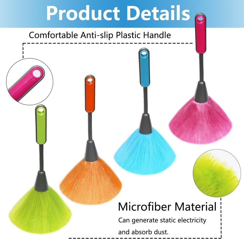 4 Pack 10 inch Microfiber Duster, Feather Duster, Grips Microfiber Delicate