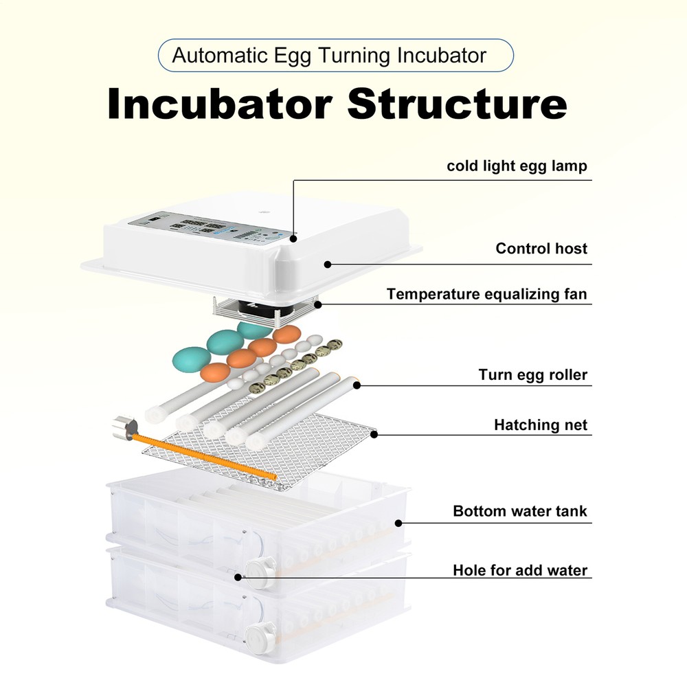 Automatic 120 Eggs Incubator Temperature Control Digital Chicken Egg Hatcher