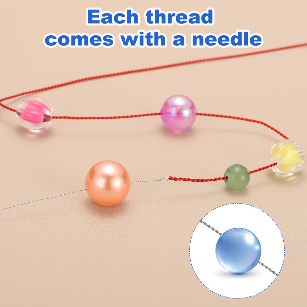 Silk Cord Thread, 5 Pcs Pure Silk Beading Thread Cord Size 0.45 mm, White