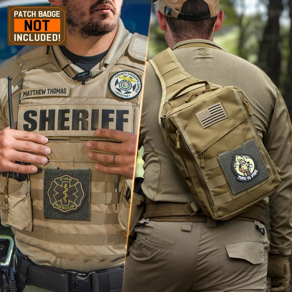 Molle Patch Panel,2/4 Pcs Tactical Hook&Loop Adapter Panel Morale Patch Board...