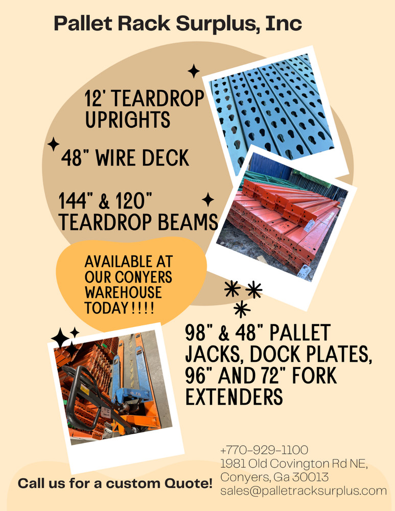 Teardrop pallet racking beams - 144" and 120"