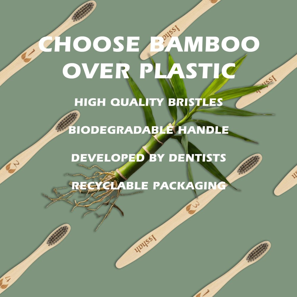 Bamboo Charcoal Toothbrush Extra Soft Bristle Natural Toothbrush 12 Pack