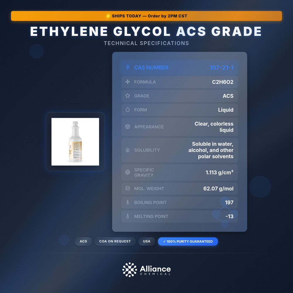 Ethylene Glycol ACS Grade - 1 Quart