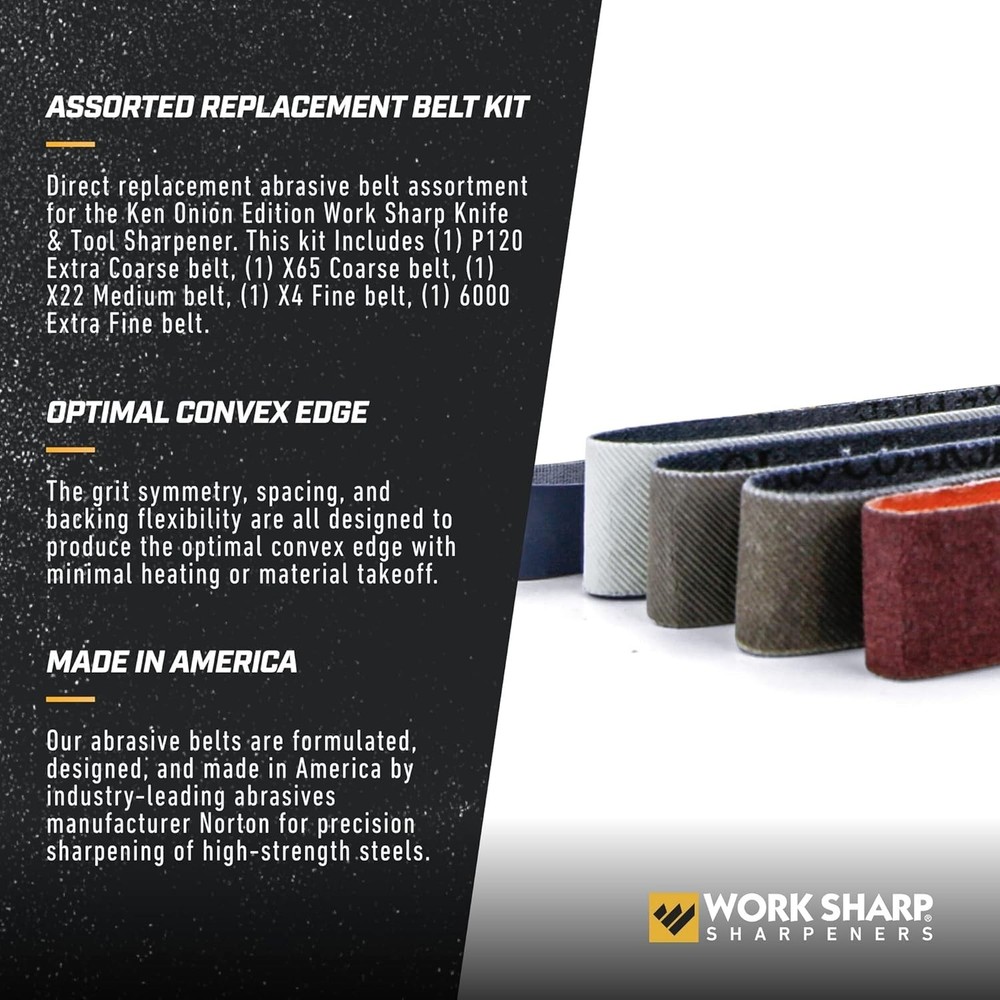 Assorted Abrasive Belts Replacement for Ken Onion Sharpener - Long-Lasting Kit