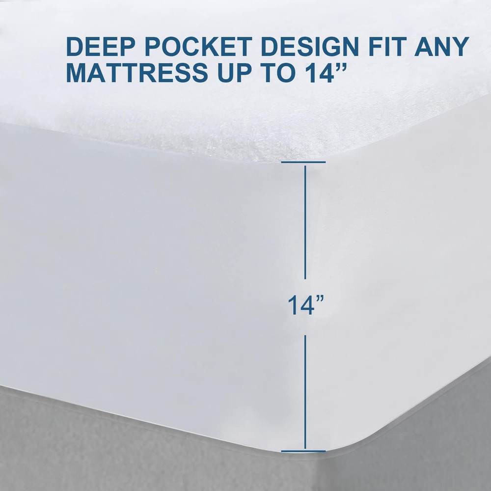 Twin Waterproof Mattress Protector Smooth Top Breathable Viscose Terry Fitted Sh