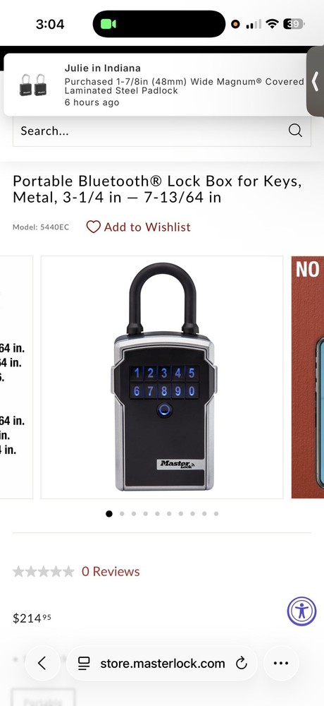 New Master Lock 5440EC Key Lock Box Safe Code Bluetooth