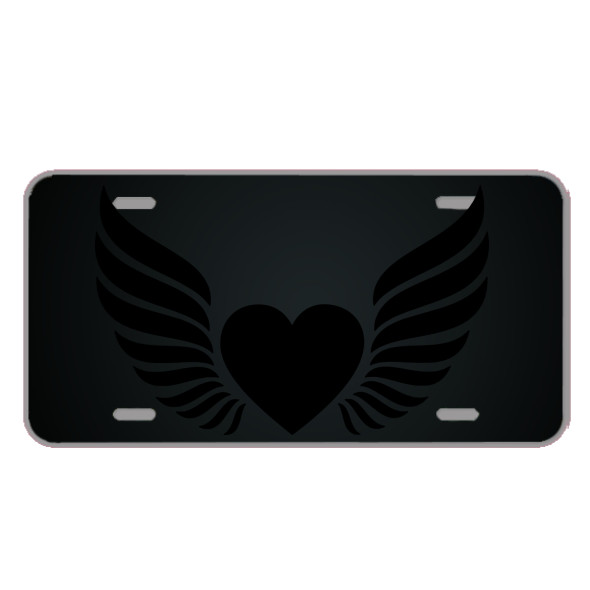 Custom License Plate With Black Heart And Design Around It