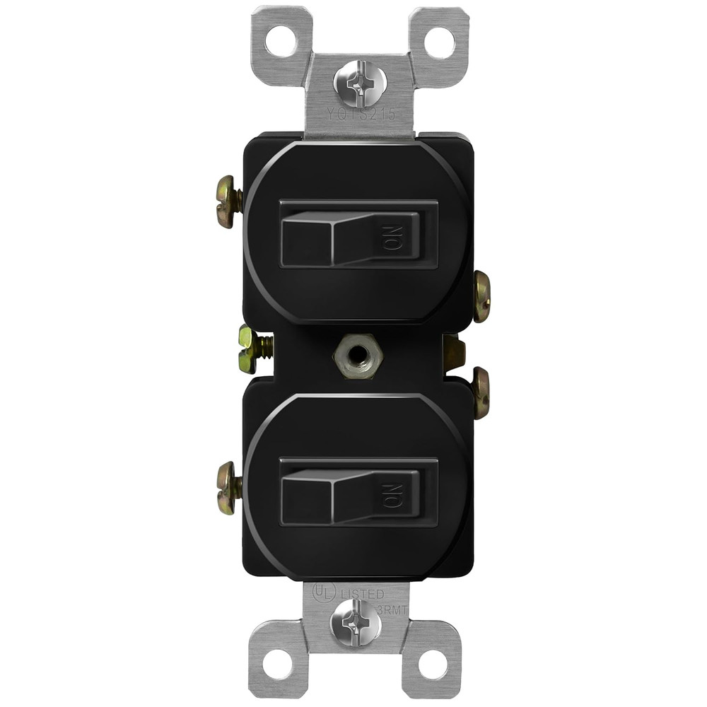 Duplex Double Toggle Light Switch, Single Pole, Side Wiring, Copper Wire Only, G