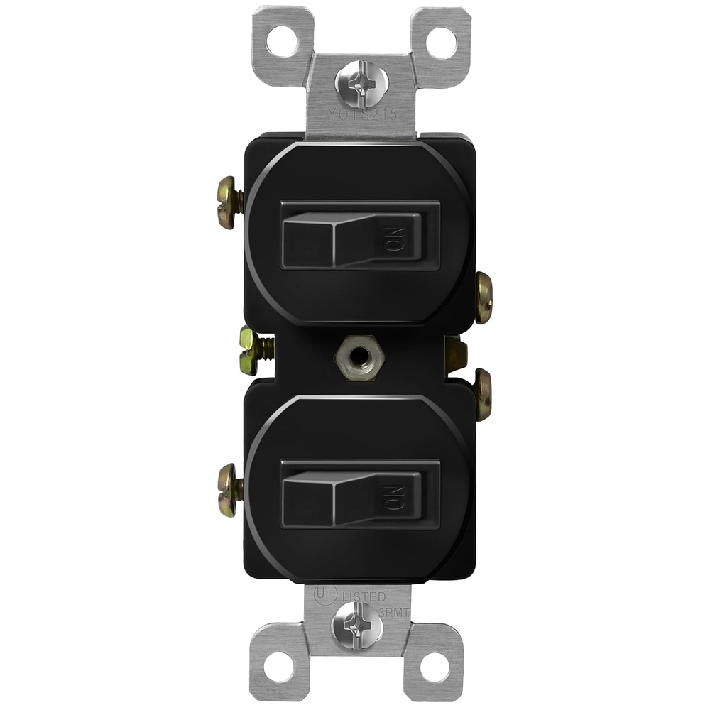 Duplex Double Toggle Light Switch, Single Pole, Side Wiring, Copper Wire Only, G