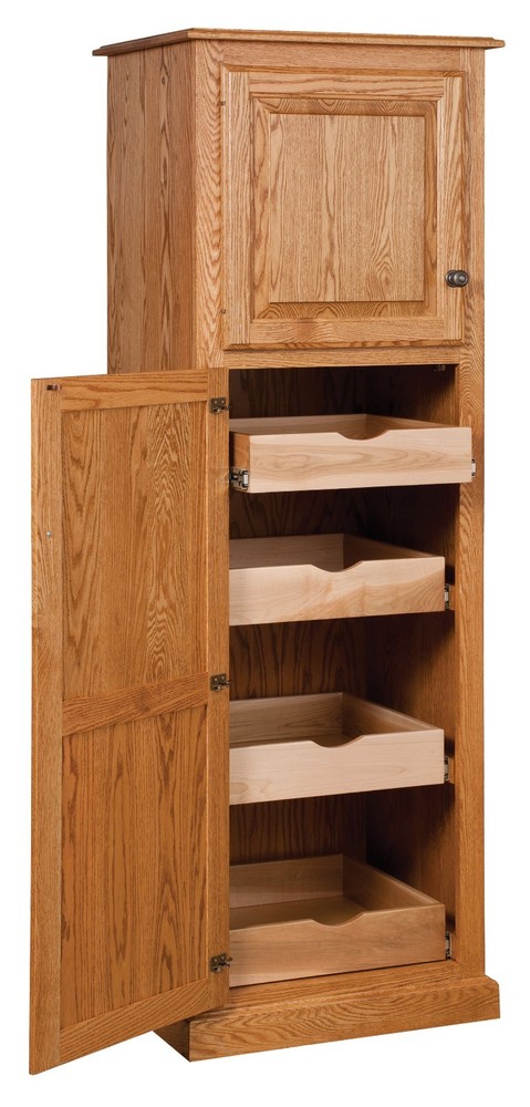 Amish Traditional Kitchen Pantry Storage Cupboard Roll Out Shelves Solid Wood