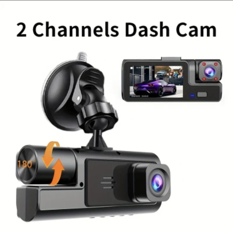 Dual 1080P Dash Cam 180 Degree Front & Rear Camera Motion Detection Loop...