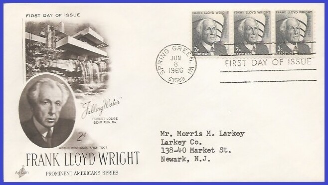 USA5 #1280 ADDR ARTCRAFT FDC STR3  Frank Lloyd Wright