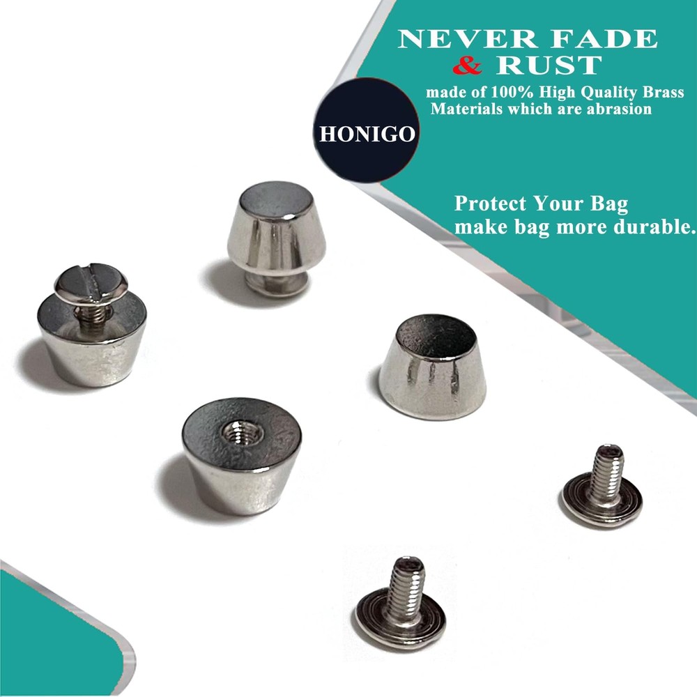 Honigo 4 Pack Silver Rivets Stud Handbag Flat Head 10mm-Silver 4 Pack,