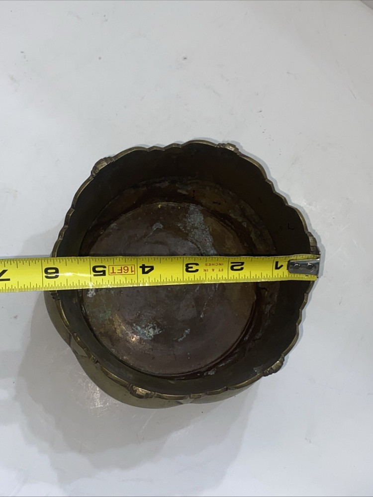 Vintage Solid Brass Bowl Planter Vase Heavy