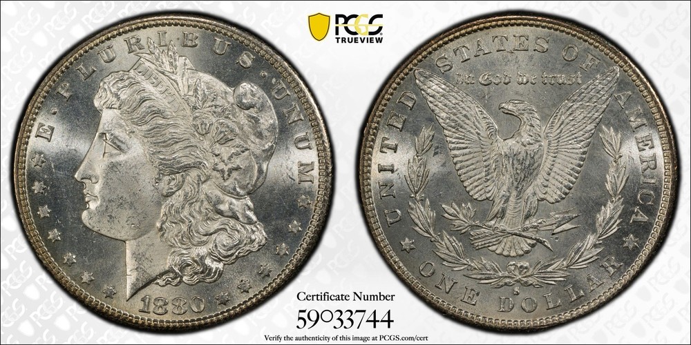 1880 S Morgan Silver Dollar PCGS MS-65