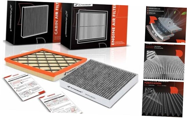 2-PC Engine & Cabin Air Filter with Activated Carbon Compatible with