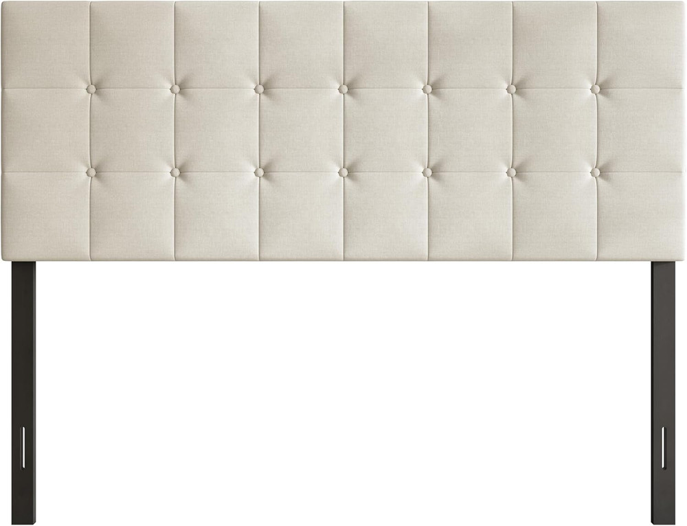 Ida King Headboard - Gray Linen, Button Tufted, Adjustable Height