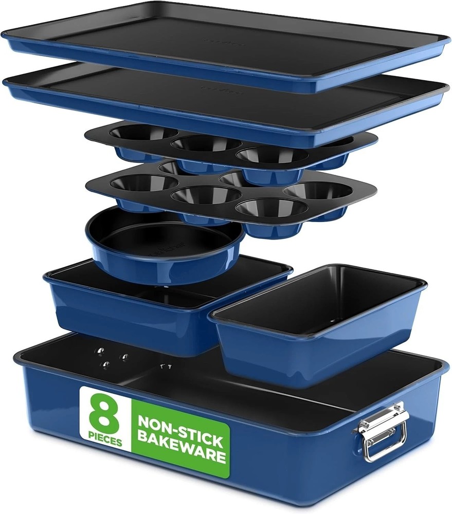 Complete 8-Piece Nonstick Baking Set - Innovative Stackable Design, BPA Free