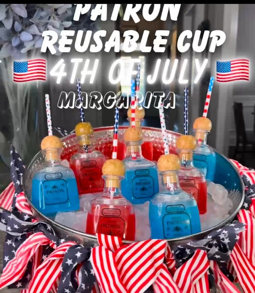 4/$50 Reusable Patron Drinking Cups With Straw